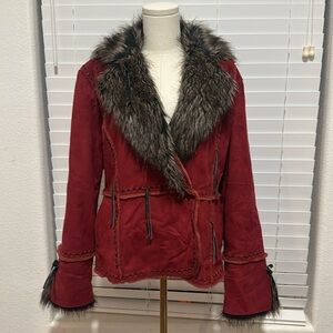 Regent Park Red Suede Coat Size Large